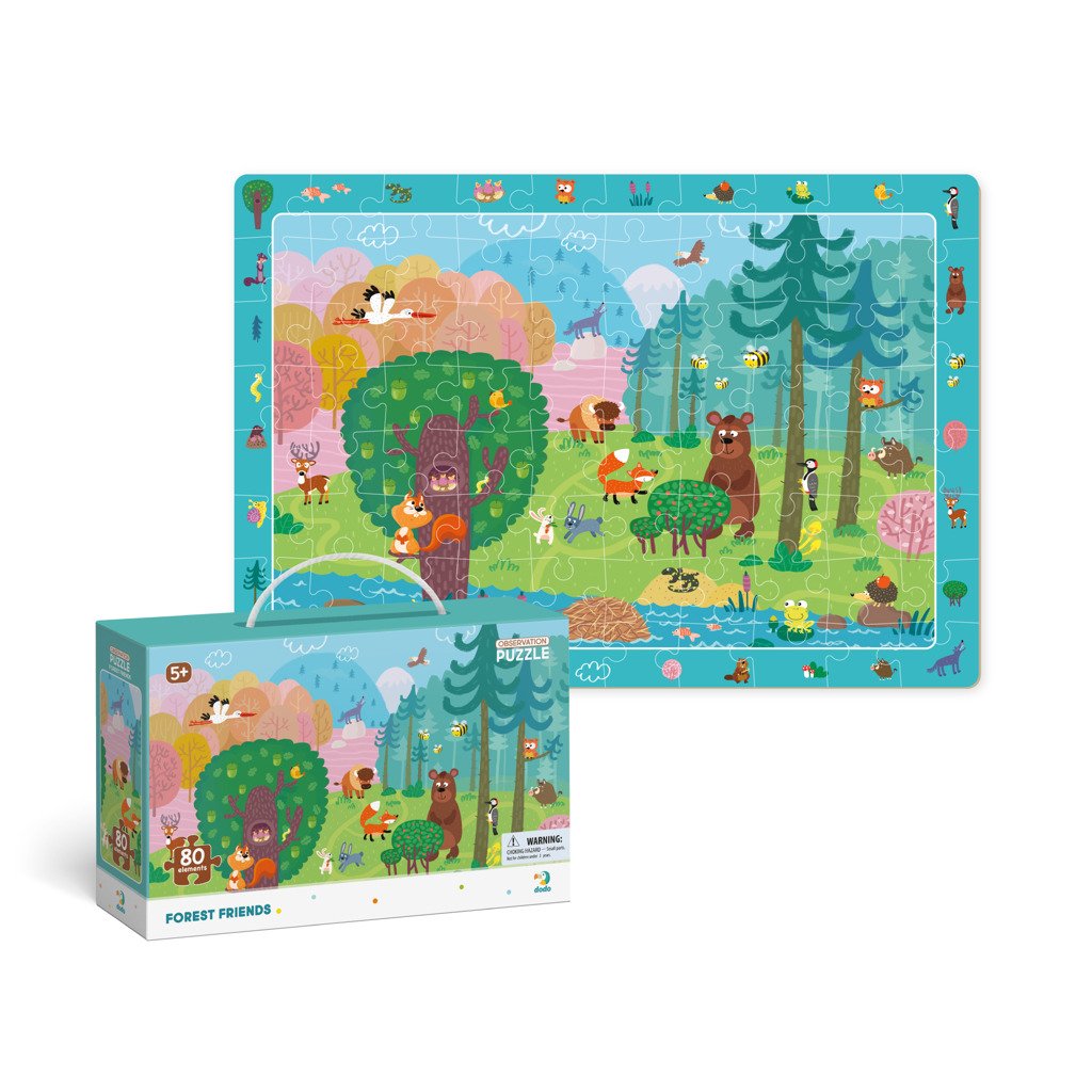 Levně Dodo Puzzle s hledáním obrázků - Lesní kamarádi 80 dílků - TM Toys
