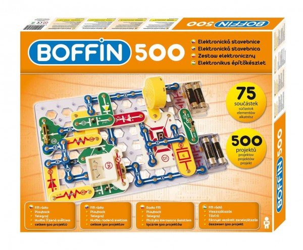 Levně Stavebnice Boffin 500 elektronická 500 projektů na baterie 75ks v krabici 50x39x5cm