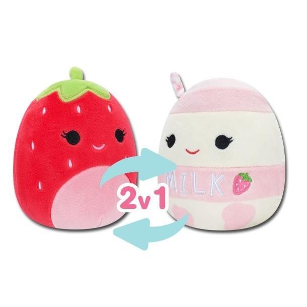 Levně Squishmallows 2v1 - jahoda Scarlet a jahodové mléko Amelie 13 cm