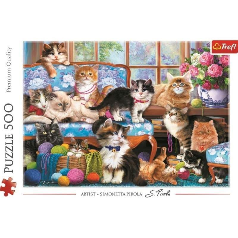 Levně Trefl Puzzle Kočičí rodinka 500 dílků