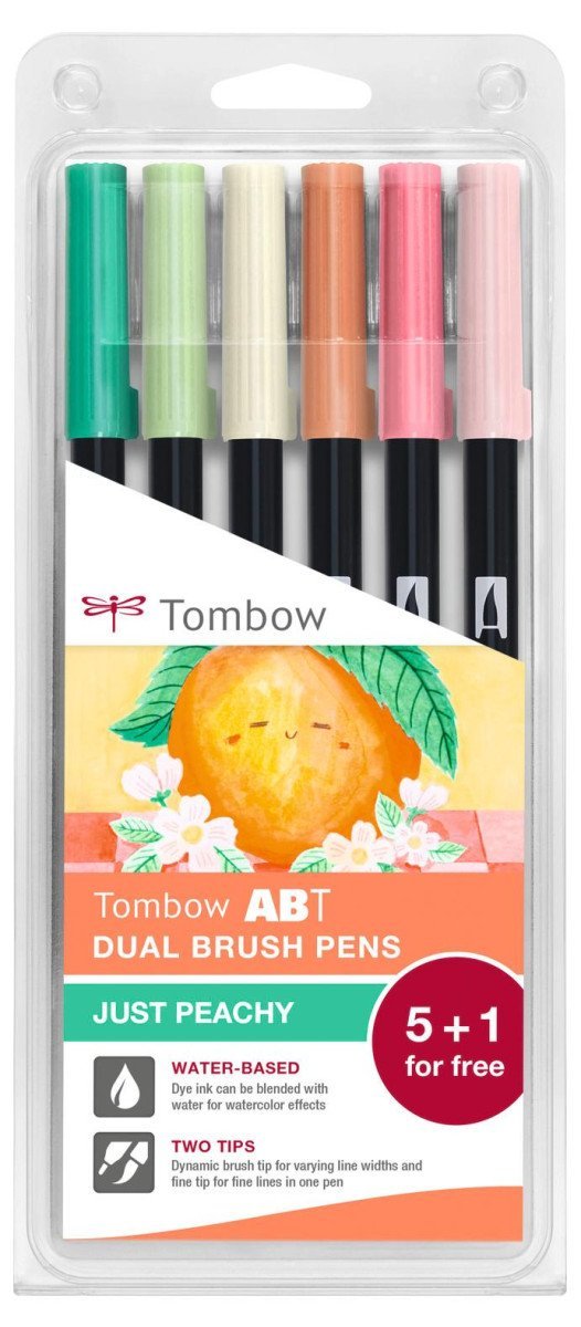 Levně Tombow ABT Dual Pen Brush sada oboustranných štětcových fixů - Just Peachy 6 ks