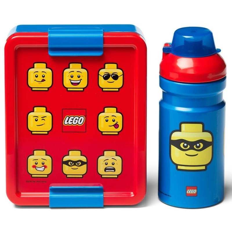 Levně Svačinový set LEGO ICONIC Classic (láhev a box) - červená/modrá