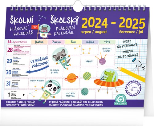 Levně NOTIQUE Školní plánovací kalendář s háčkem 2025, 30 x 21 cm