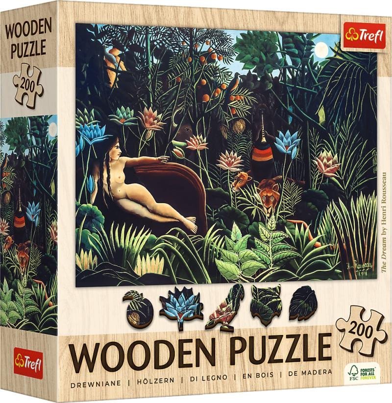 Dřevěné puzzle Art: Henri Rousseau - Sen 200 dílků