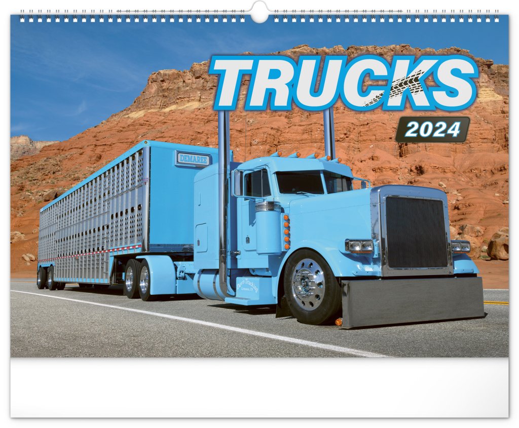 Levně Kalendář 2024 nástěnný: Trucks, 48 × 33 cm
