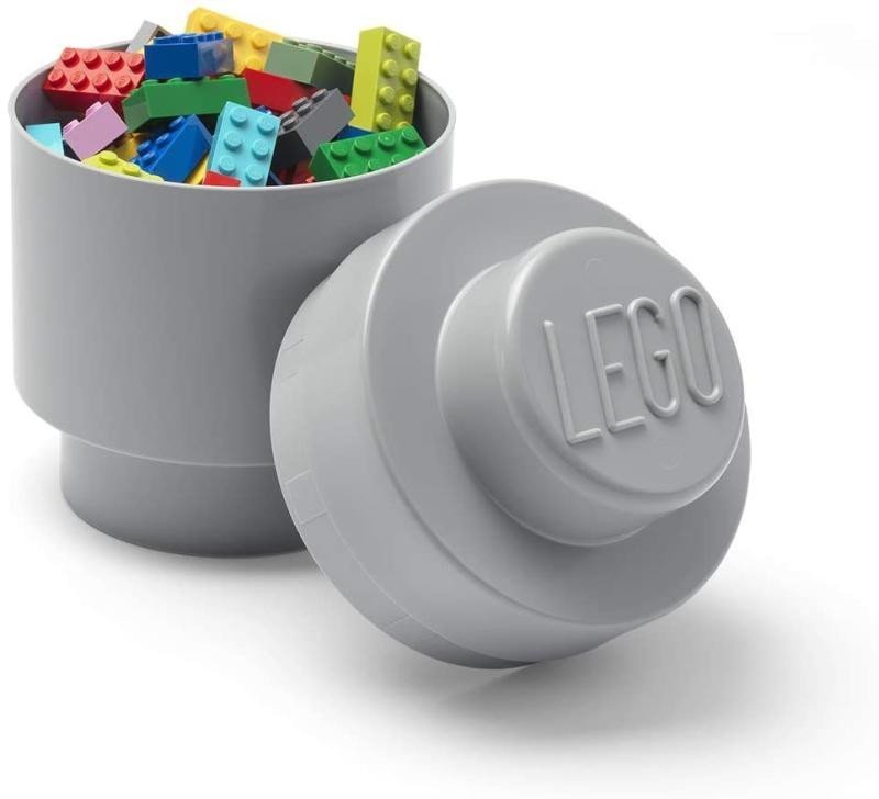 Levně Úložný box LEGO kulatý - šedý