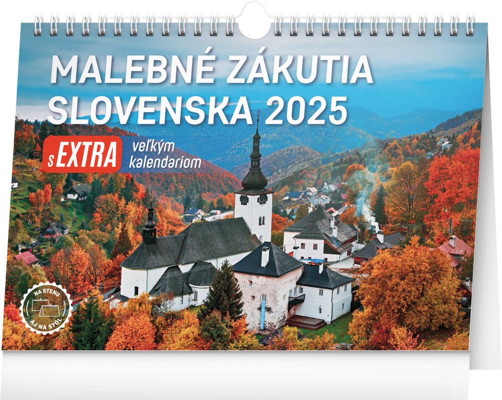 Levně NOTIQUE Stolový kalendár Malebné zákutia Slovenska 2025 s extra veľkým kalendáriom, 30 x 21 cm Slovensky