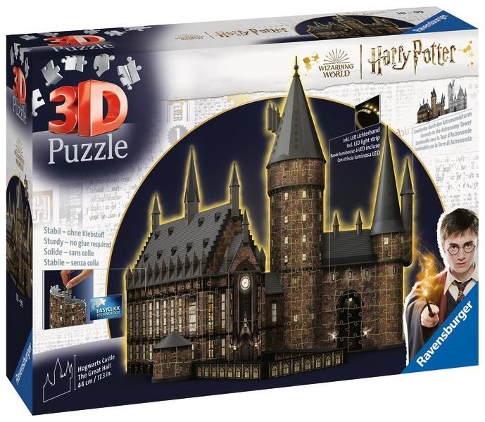 Levně Ravensburger Puzzle - Harry Potter: Bradavický hrad - Velká síň 540 dílků (Noční edice)