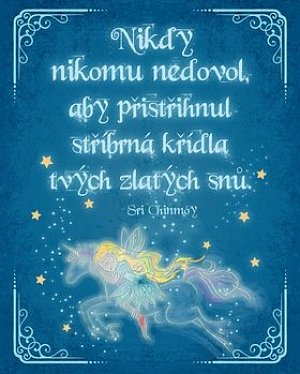 Plechová cedulka "Nikdy nikomu nedovol, aby přistřihnul stříbrná křídla tvých zlatých snů"