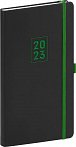 Diář 2023: Nox - černý/zelený, kapesní, 9 × 15,5 cm