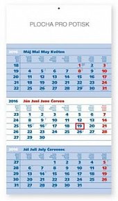 Štandard modrý 3mesačný - nástěnný kalendář 2016