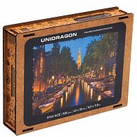 UNIDRAGON dřevěné puzzle VEČERNÍ AMSTERDAM velikost KS (43x30cm)