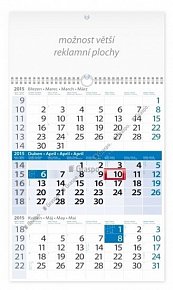 Kalendář 2015 - Tříměsíční modrý s rekla