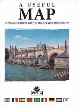 A USEFUL MAP - Praktická mapa centra Prahy s 69 ilustracemi historických památek (stříbrná)