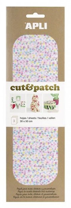 APLI Cut&Patch papír 30 x 50 cm - Hvězdičky lesklé 3 ks