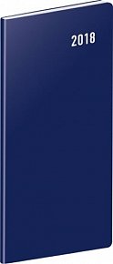 Diář 2018 - Modrý - kapesní/plánovací měsíční, 8 x 18 cm