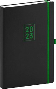 Diář 2023: Nox - černý/zelený, denní, 15 × 21 cm