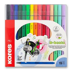 Fixy Kores K-Beats - střední hrot, šíře M - 15 barev (vč. 4 pastelových a 3 neonových)