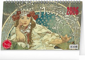 Kalendář 2026 stolní: Alfons Mucha, 23,1 x 14,5 cm