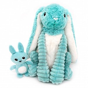 Ptipotos Plyšový králík Toudou modrý (máma s miminkem) 24 cm