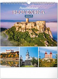 NOTIQUE Nástenný kalendár Pamätihodnosti Slovenska 2025, 30 x 34 cm Slovensky