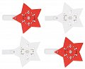 Hvězda dřevěná na kolíčku 4,5 cm - červená a bílá 4 ks