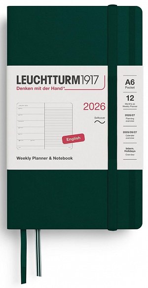 Weekly Planner & Notebook 2026 Pocket (A6) Forest Green