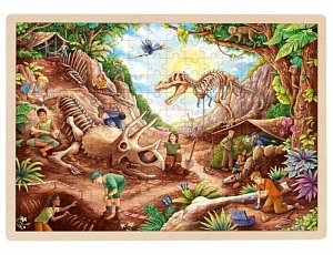 Goki Puzzle Dinosauří vykopávky 192 dílků - dřevěné