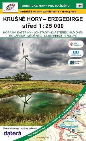 Krušné hory - Erzgebirge, střed 1 : 25 000 (Hora Sv. Kateřiny, Jöhstadt, Klášterec nad Ohří, Kovářská, Měděnec, Olbernhau, Výsluní) / 115 Turistické mapy pro každého