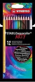 Pastelky STABILO aquacolor, sada 12 ks v kartonovém pouzdru"ARTY"