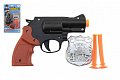 Pistole policejní 15cm plast s odznakem + přísavky 2ks na kartě