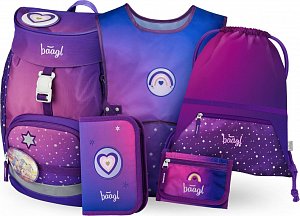 BAAGL SET 5 AIRY Koně srdce: batoh, penál, sáček, zástěra, peněženka 