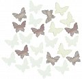 Dřevění motýlci 2cm - hnědobílý mix 24ks