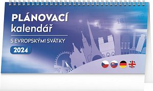 Kalendář 2024 stolní: Plánovací s evropskými svátky, 25 × 12,5 cm