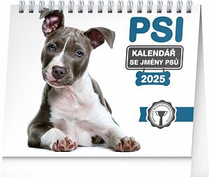 Kalendář 2025 stolní: Psi - se jmény psů, 16,5 × 13 cm