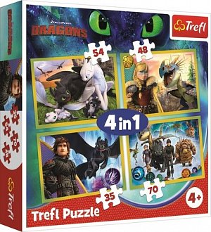 Trefl Puzzle Jak vycvičit draka 4v1 (35,48,54,70 dílků)