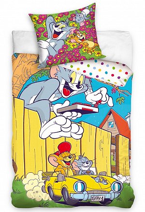 Dětské povlečení Tom a Jerry Ve žlutém kabrioletu