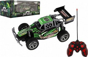 Auto RC Buggy rychlostní plast 23cm 27MHz na baterie zelené v krabici 35x13,5x18cm