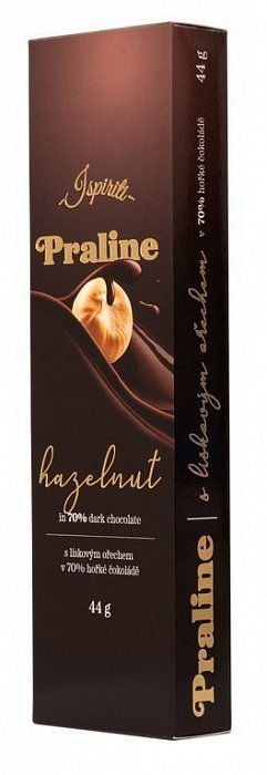 ISPIRITI PRALINE s lískovým ořechem v 70% hořké čokoládě 44g