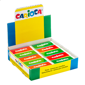 Carioca obdélníková pryž, bílá, displej, 20 ks