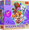 Puzzle dřevěné nepravidelné tvary Tlapková patrola/Paw Patrol 50 dílků 20x26,1cm v krabici 20x20x6cm