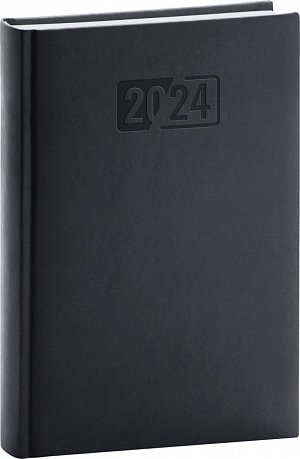 Diář 2024: Aprint - černý, denní, 15 × 21 cm