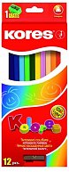 Kores Trojhranné pastelky KOLORES 3 mm  s ořezávátkem 12 barev