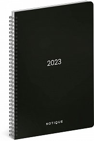 Diář 2023: Černý - A4, spirálový, 21 × 29,7 cm