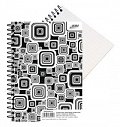 Blok BLACK & WHITE s boční plastovou spirálou A6, linka, 50 listů