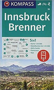 Innsbruck, Brenner 1:50 000 / turistická mapa KOMPASS 36