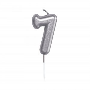 Svíčka dortová stříbrná 5 cm číslo 7