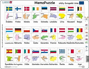 Puzzle MAXI - Memo státy, hlavní města, vlajky/54 dílků