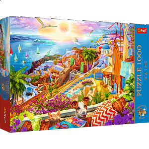 Puzzle Premium 1000 dílků  - Tea Time: Santorini