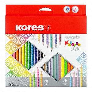 Kores Style trojhranné pastelky 26 barev